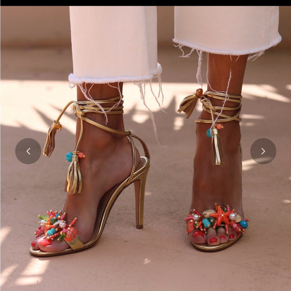 **NEW**  ALAMEDA TURQUESA Bahamas gold heels size 36